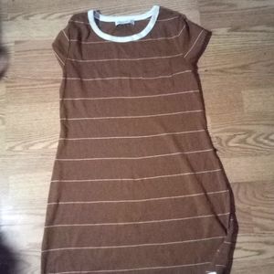 Brown mini dress with stripes